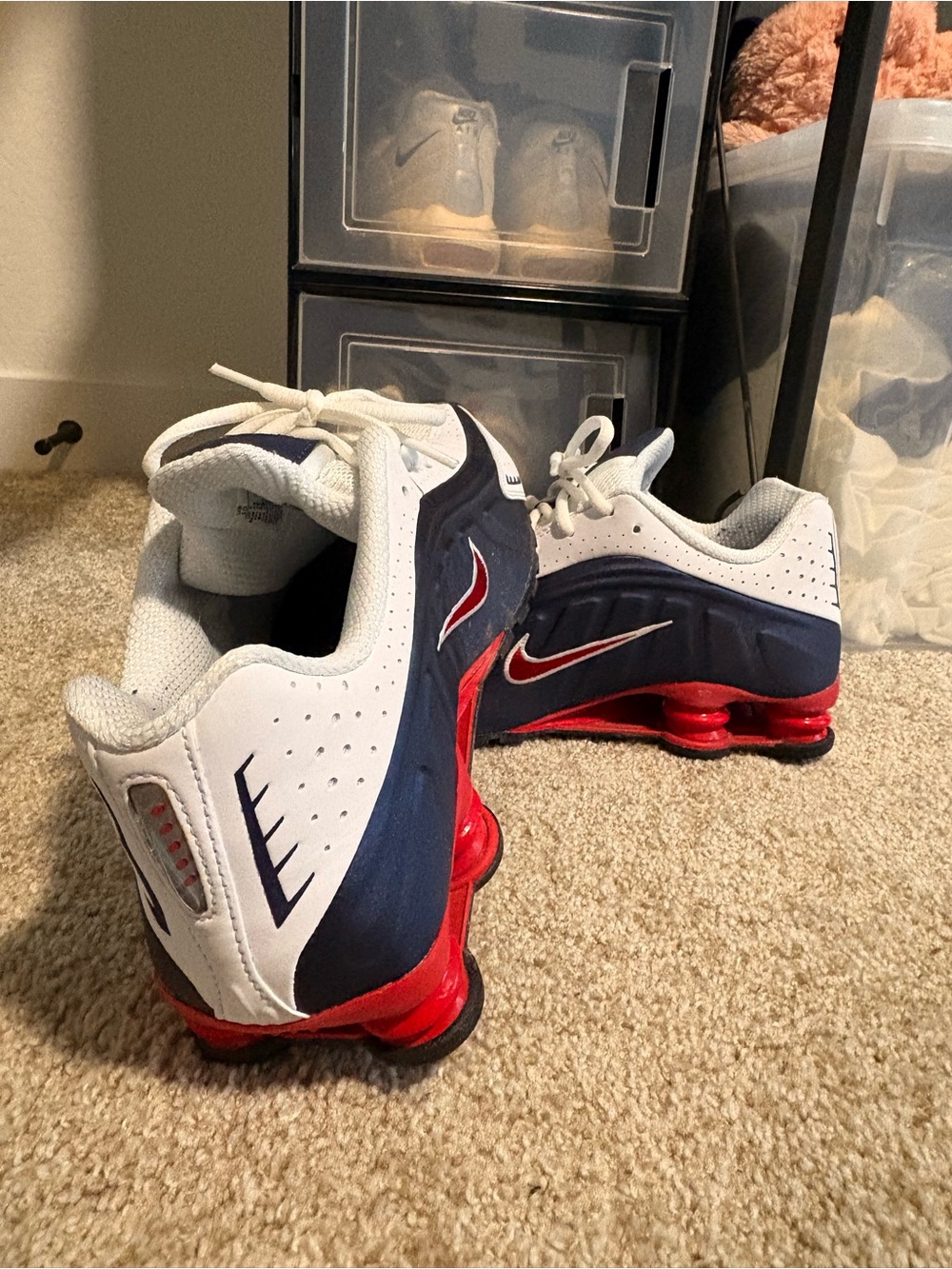 Men’s Nike Shox White/Navy/Red